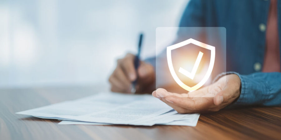 Man signature document for life insurance investment